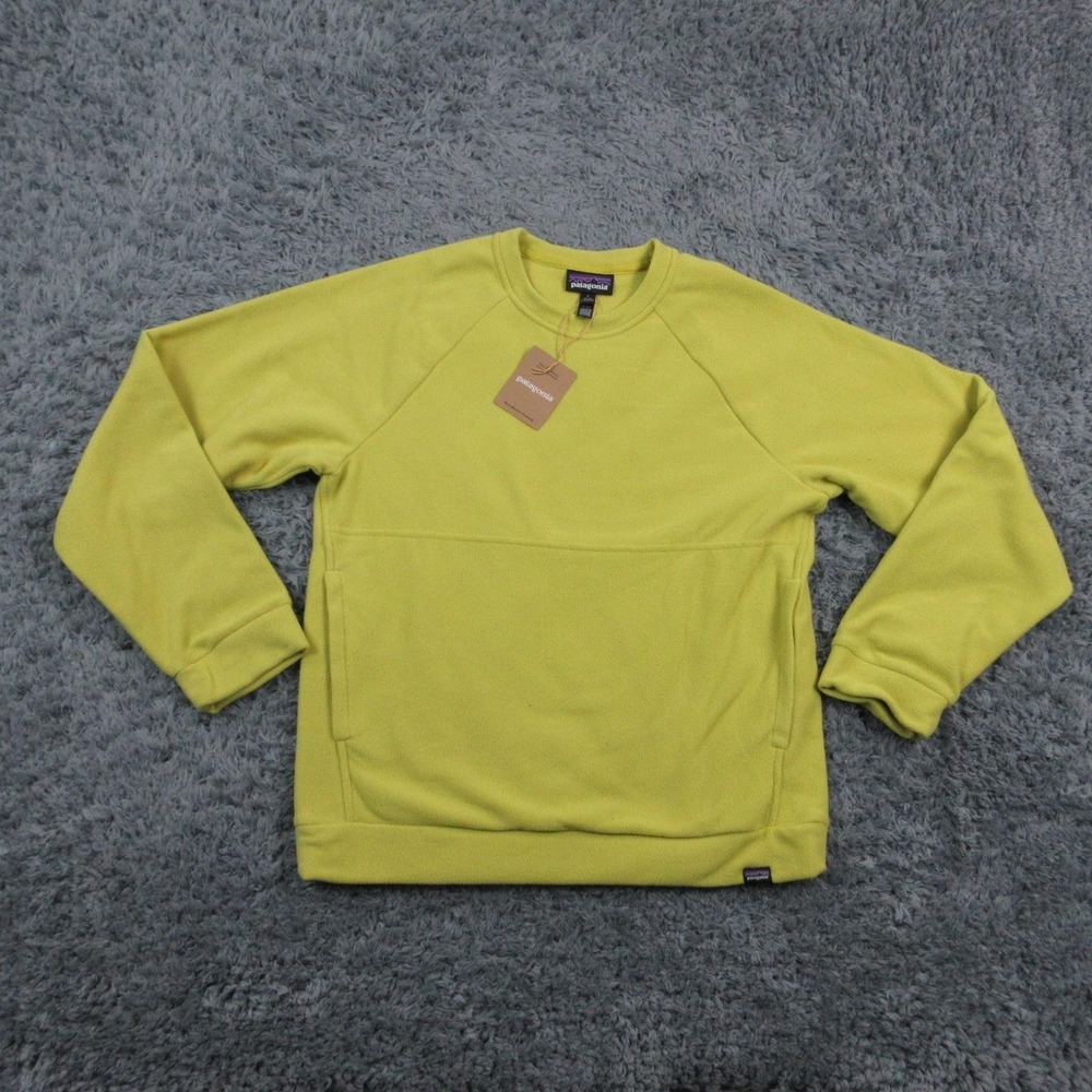 Patagonia Sweatshirt Mens S Yellow Pullover Lightweight Fleece Pockets Logo NWT